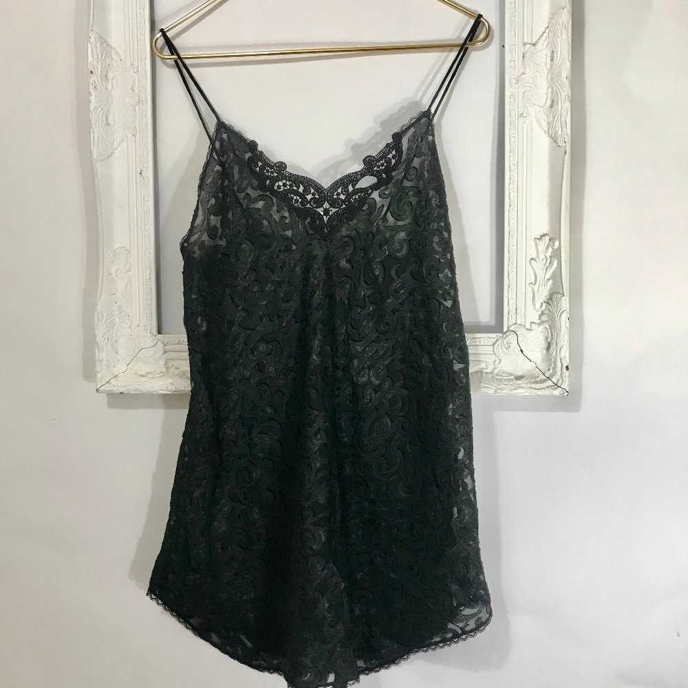 Vtg Lucie Ann II black lace nightie/slip